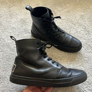 Valentino Garavani Black Leather Lace-Up High Top Boots